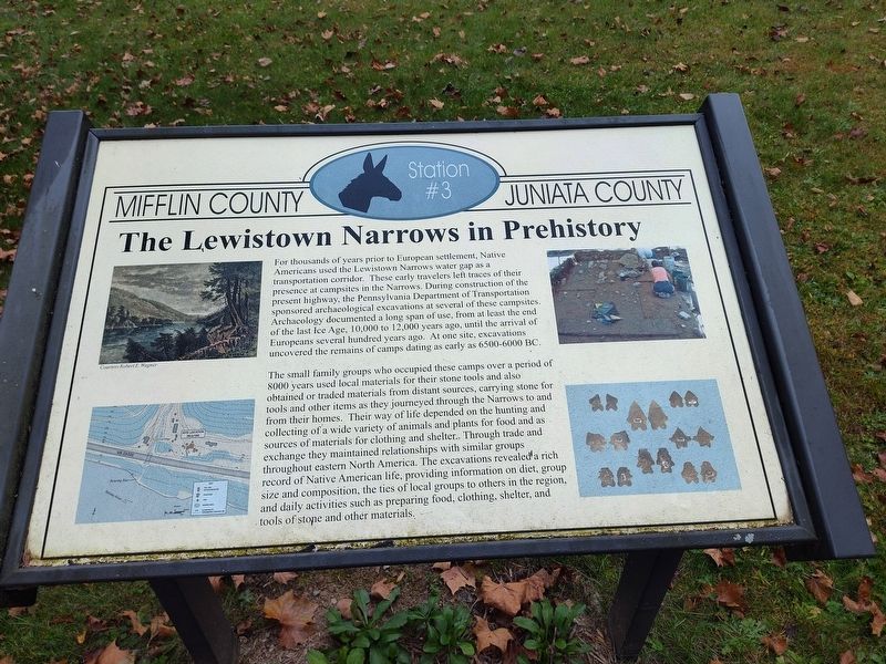 The Lewistown Narrows in Prehistory Marker. Click for full size. The Lewistown Narrows in Prehistory Marker image. Click for full size.