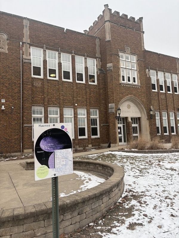Haumea Marker and Hawthorne School. Click for full size. Haumea Marker and Hawthorne School image. Click for full size.