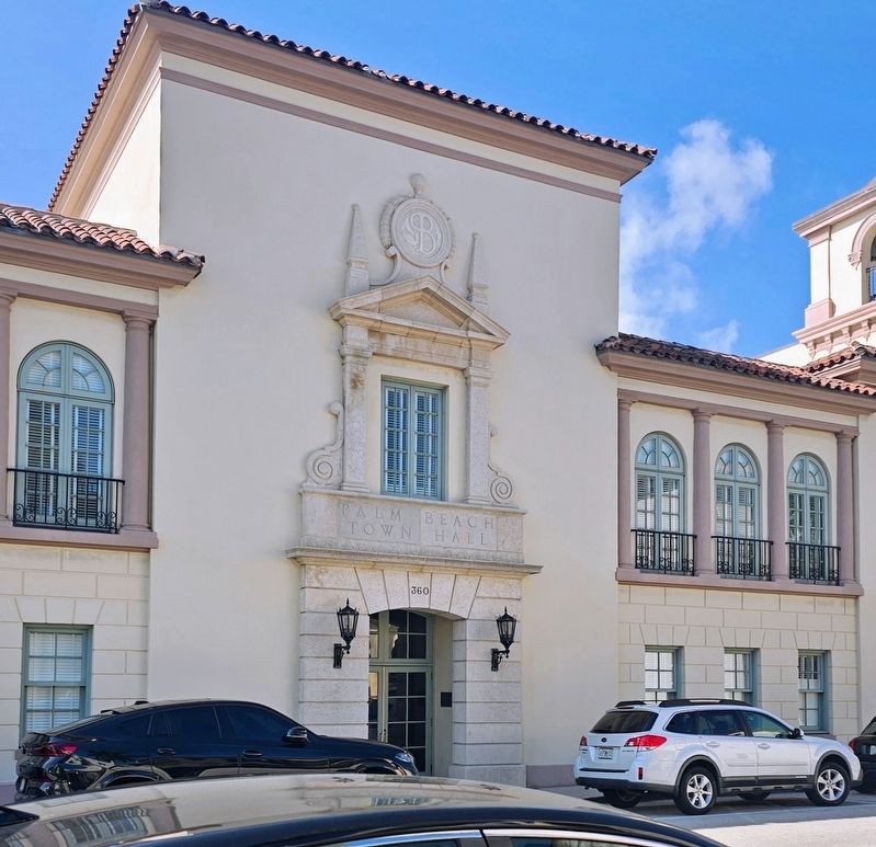 Palm Beach Town Hall Marker. Click for full size. Palm Beach Town Hall Marker image. Click for full size.
