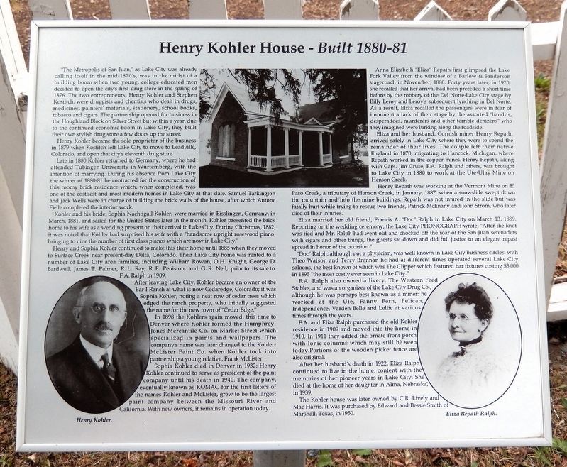 Henry Kohler House � Built 1880-81 Marker image. Click for full size.