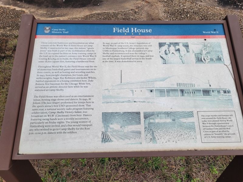 Field House Marker. Click for full size. Field House Marker image. Click for full size.