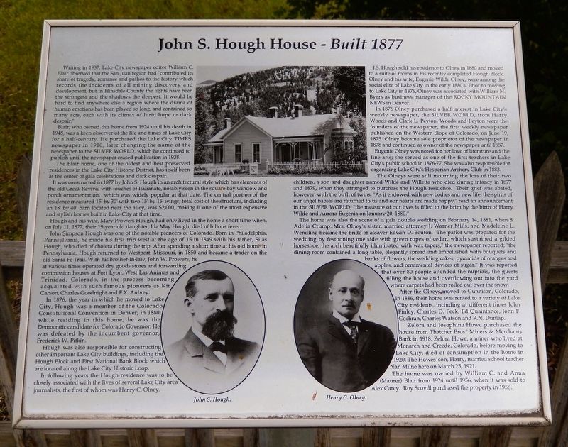 John S. Hough House Built 1877 Marker. Click for full size. John S. Hough House Built 1877 Marker image. Click for full size.