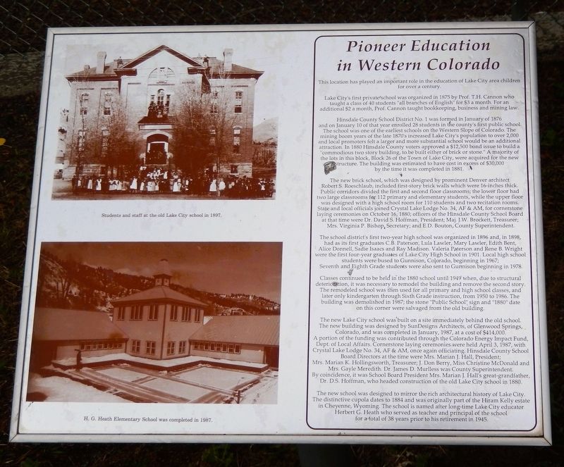 Pioneer Education in Western Colorado Marker image. Click for full size.