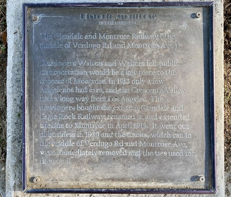 Glendale and Montrose Railway Marker. Click for full size. Glendale and Montrose Railway Marker image. Click for full size.