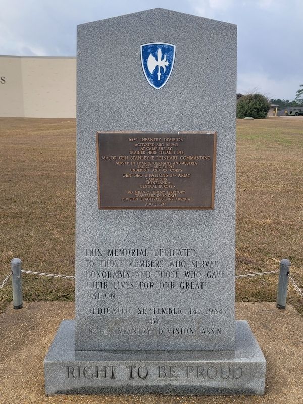 65th Infantry Division Marker. Click for full size. 65th Infantry Division Marker image. Click for full size.