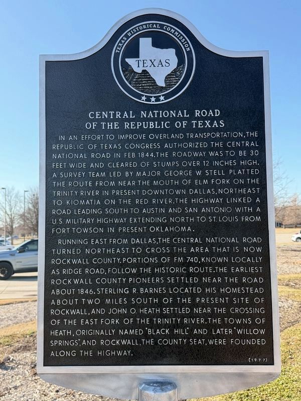 Central National Road of the Republic of Texas Marker image. Click for full size.