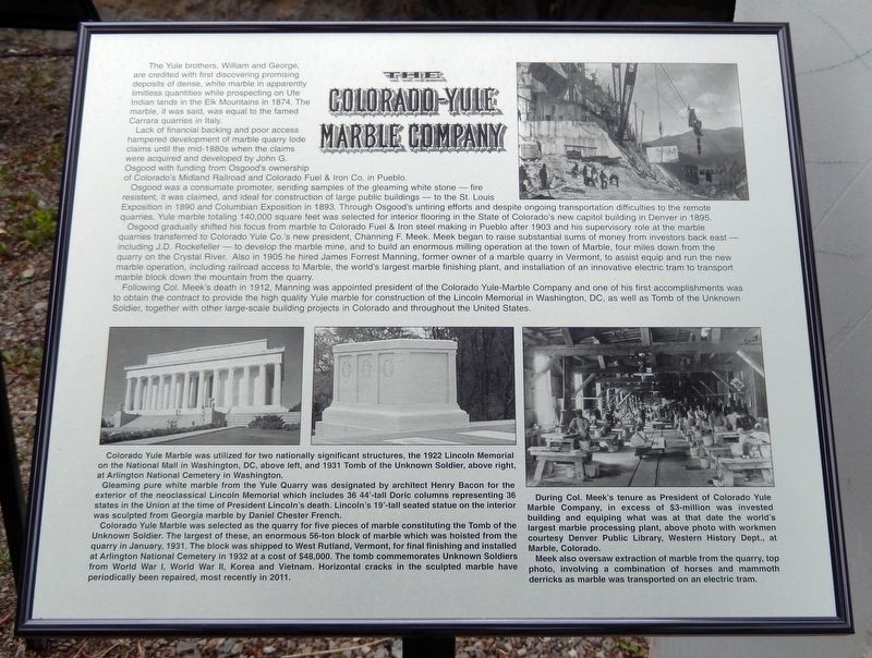 The Colorado-Yule Marble Company Marker image. Click for full size.