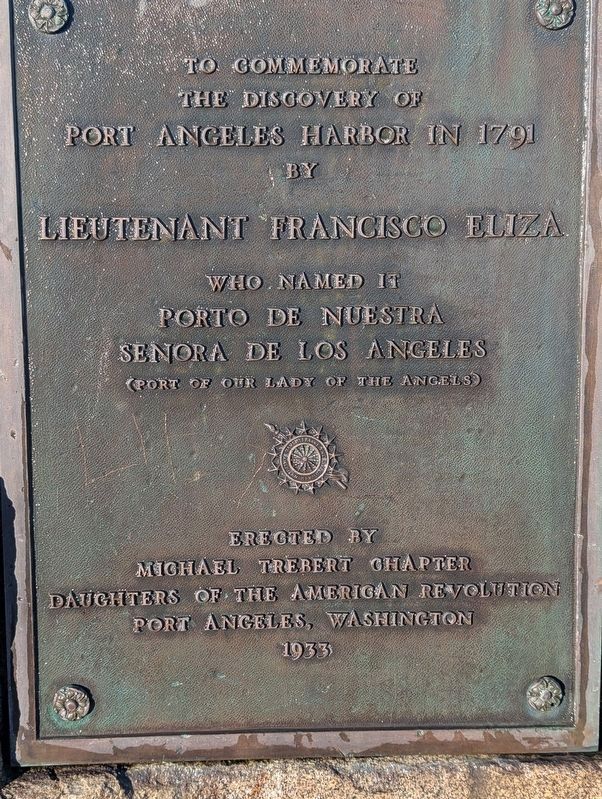 Discovery of Port Angeles Harbor Marker. Click for full size. Discovery of Port Angeles Harbor Marker image. Click for full size.
