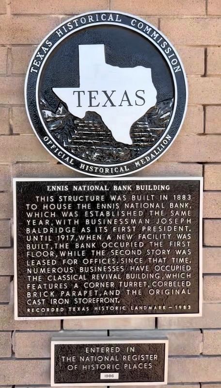 Ennis National Bank Building Marker. Click for full size. Ennis National Bank Building Marker image. Click for full size.