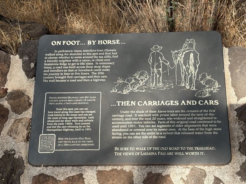 On Foot...By Horse... ...Then Carriages and Cars Marker. Click for full size. On Foot...By Horse... ...Then Carriages and Cars Marker image. Click for full size.
