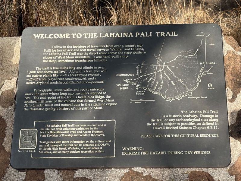 Welcome to the Lahaina Pali Trail Marker image. Click for full size.