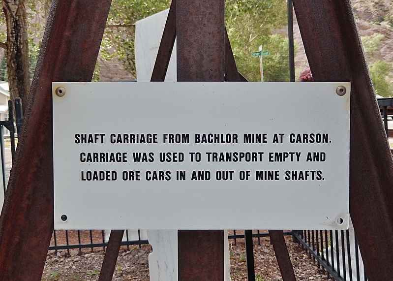 Interpretive sign on the Shaft Carriage (cage). Click for full size. Interpretive sign on the Shaft Carriage (cage) image. Click for full size.