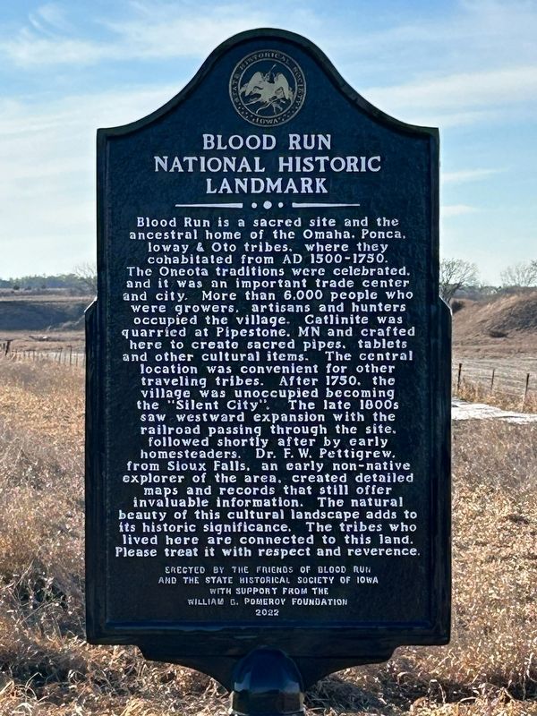 Blood Run National Historic Landmark Marker. Click for full size. Blood Run National Historic Landmark Marker image. Click for full size.