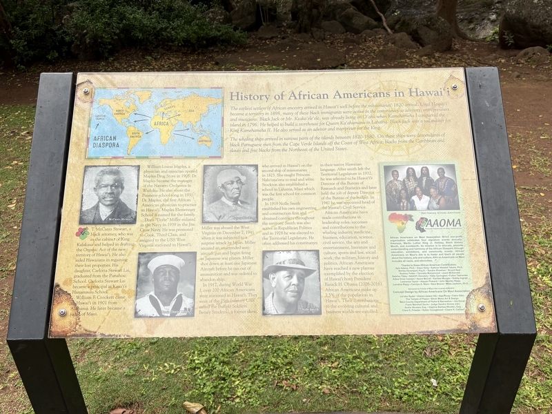 History of African Americans in Hawai'i Marker. Click for full size. History of African Americans in Hawai'i Marker image. Click for full size.