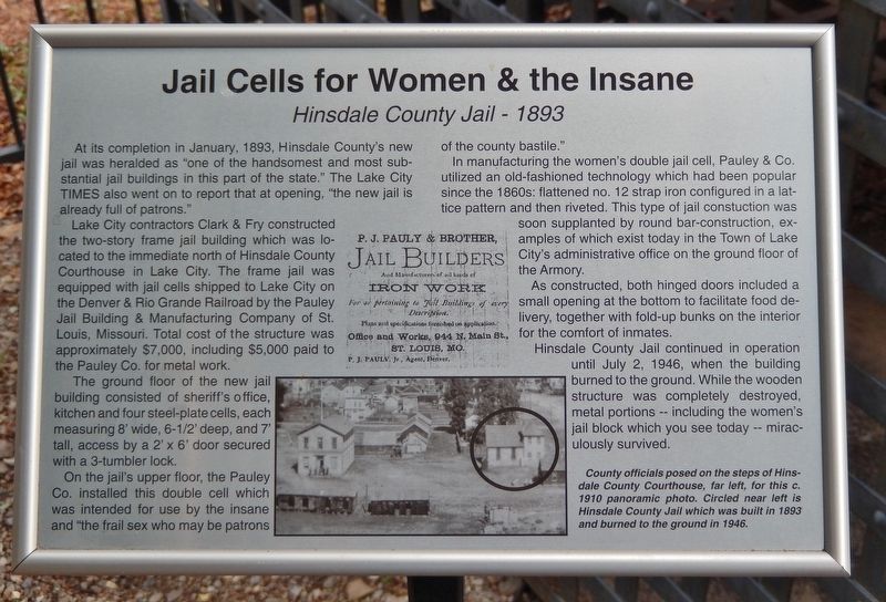 Jail Cells for Women & the Insane Marker image. Click for full size.