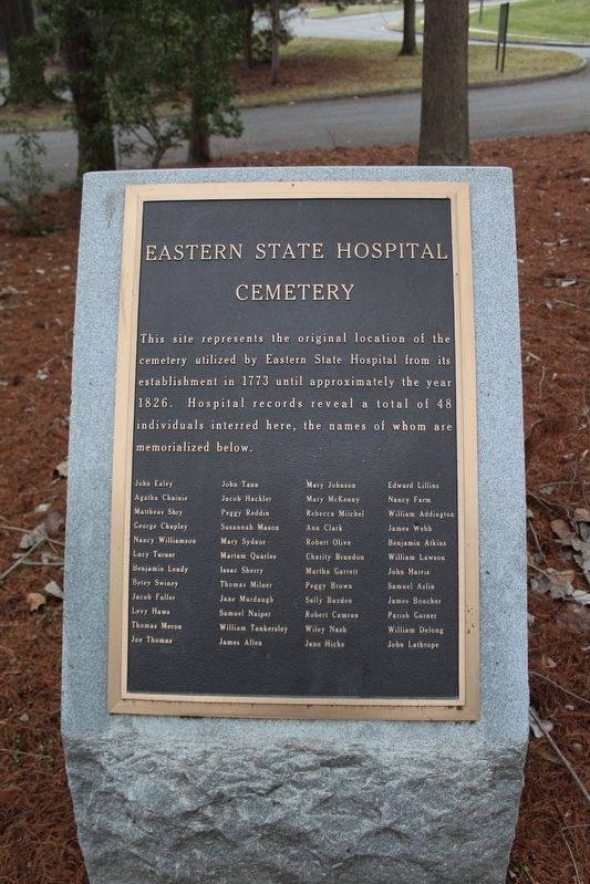Eastern State Hospital Cemetery Marker image. Click for full size.