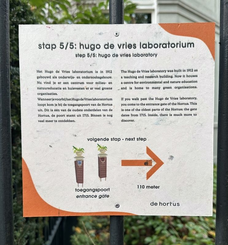 Hugo de Vries Laboratorium / Hugo de Vries Laboratory Marker. Click for full size. Hugo de Vries Laboratorium / Hugo de Vries Laboratory Marker image. Click for full size.