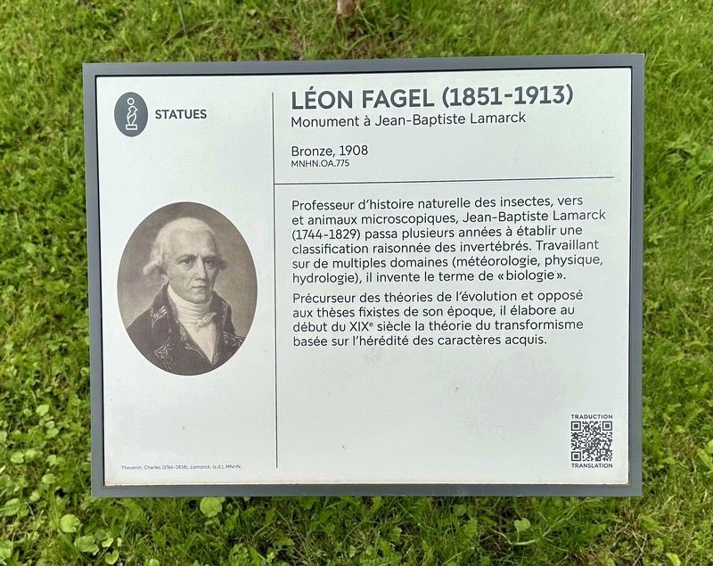 Monument to Jean-Baptiste Lamarck Marker. Click for full size. Monument to Jean-Baptiste Lamarck Marker image. Click for full size.