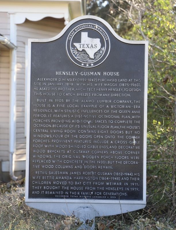 Hensley - Gusman House Marker. Click for full size. Hensley - Gusman House Marker image. Click for full size.
