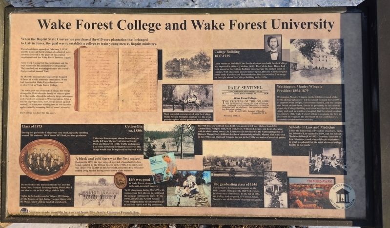 Wake Forest College and Wake Forest University Marker. Click for full size. Wake Forest College and Wake Forest University Marker image. Click for full size.