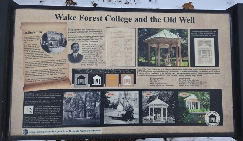 Wake Forest College and the Old Well Marker. Click for full size. Wake Forest College and the Old Well Marker image. Click for full size.