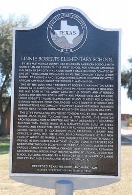 Linnie Roberts Elementary School Marker image. Click for full size.