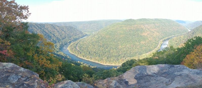 New River Gorge as seen from Grandview Overlook.. Click for full size. New River Gorge as seen from Grandview Overlook. image. Click for full size.