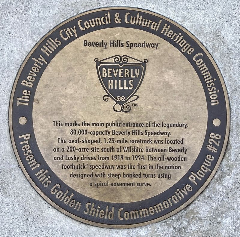 Beverly Hills Speedway Marker. Click for full size. Beverly Hills Speedway Marker image. Click for full size.