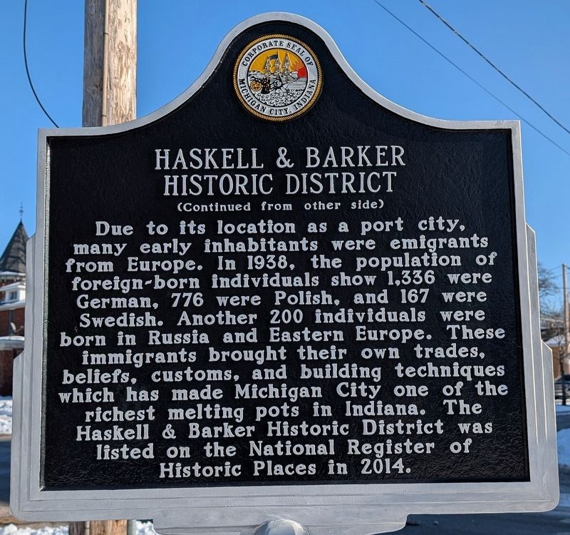Haskell & Barker Historic District Marker, Side Two image. Click for full size.