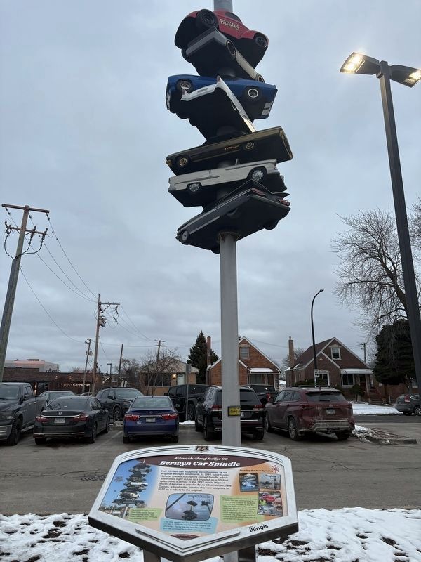 Berwyn Car Spindle sculpture and marker. Click for full size. Berwyn Car Spindle sculpture and marker image. Click for full size.