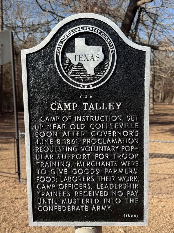 C.S.A. Camp Talley Marker. Click for full size. C.S.A. Camp Talley Marker image. Click for full size.