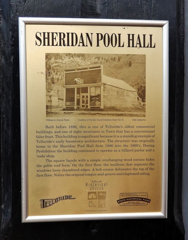 Sheridan Pool Hall Marker. Click for full size. Sheridan Pool Hall Marker image. Click for full size.