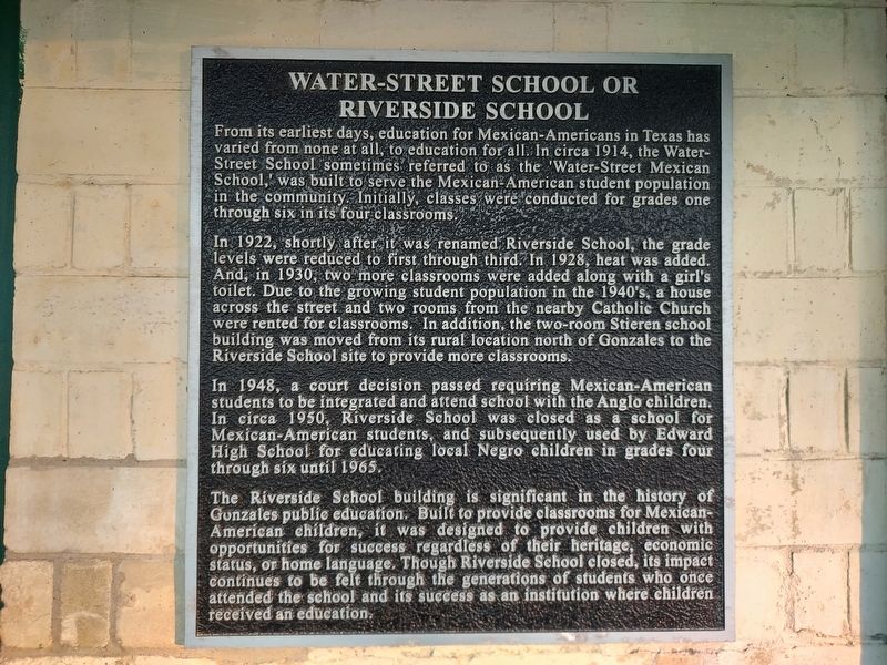 Water Street School or Riverside School Marker image. Click for full size.