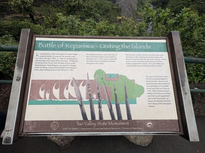 Battle of Kepaniwai - Uniting the Islands Marker image. Click for full size.