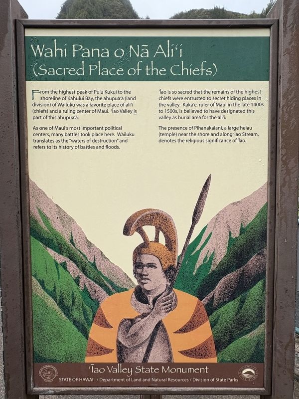 Wahi Pana o Na Ali'i (Sacred Place of the Chiefs) Marker. Click for full size. Wahi Pana o Na Ali'i (Sacred Place of the Chiefs) Marker image. Click for full size.
