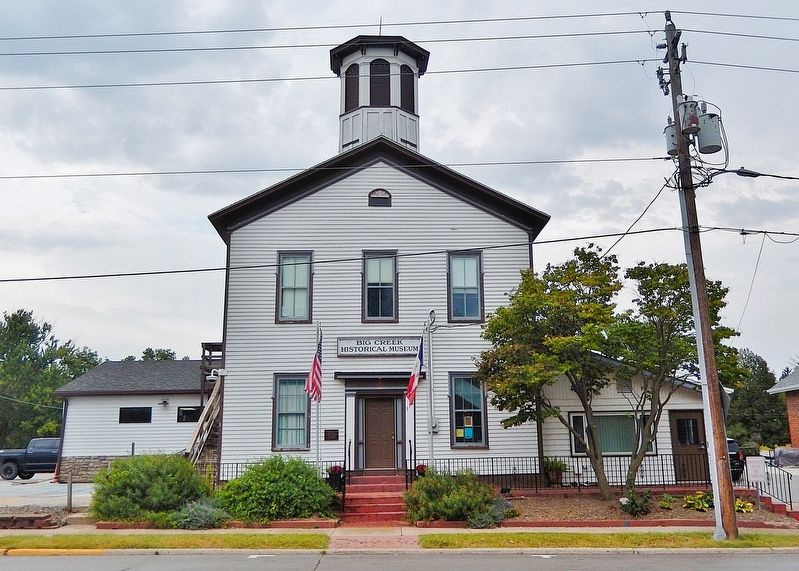 Big Creek Schoolhouse (<i>southeast/front elevation</i>). Click for full size. Big Creek Schoolhouse (<i>southeast/front elevation</i>) image. Click for full size.