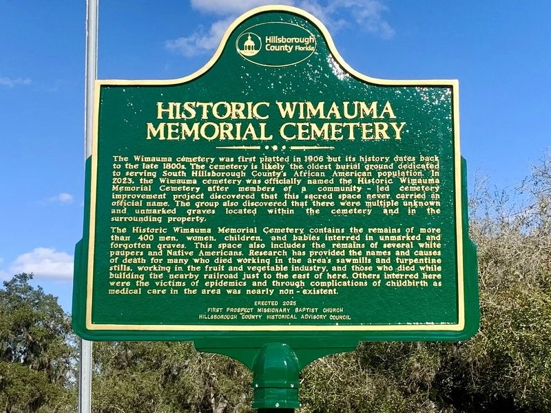 Historic Wimauma Memorial Cemetery Marker image. Click for full size.