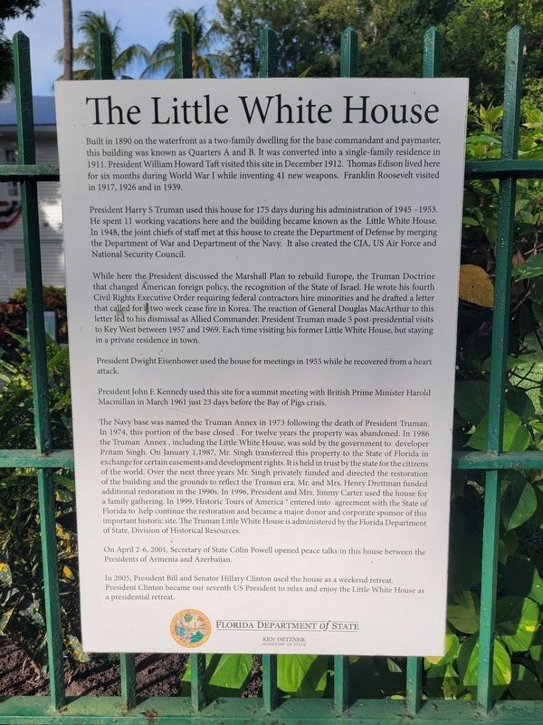 The Little White House Marker. Click for full size. The Little White House Marker image. Click for full size.