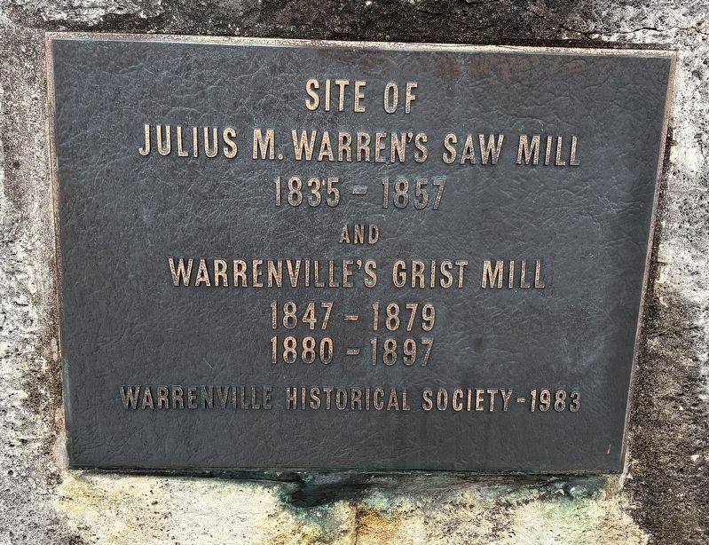Site of Julius M. Warren�s Saw Mill and Warrenville�s Grist Mill Marker image. Click for full size.