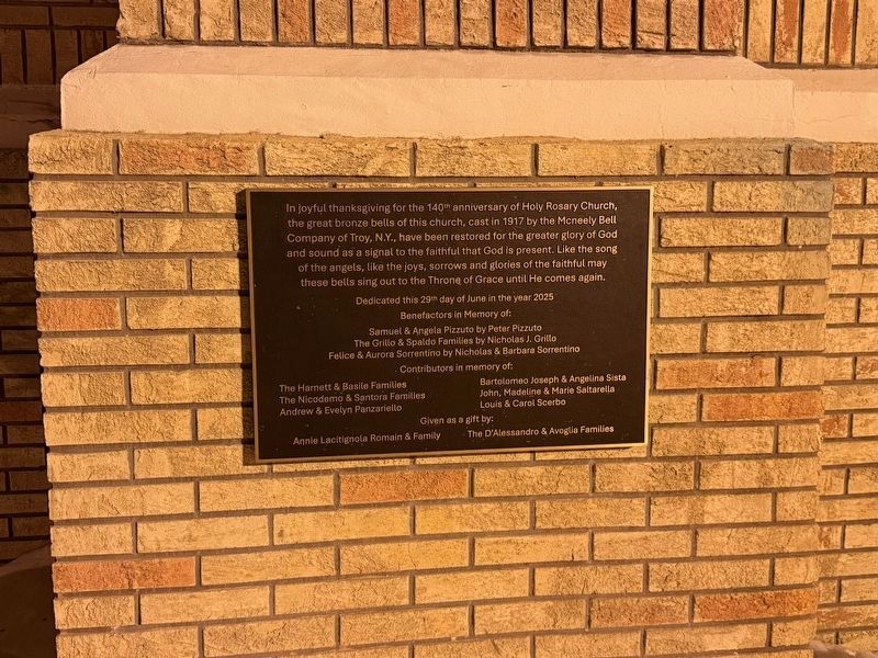 Holy Rosary Church Bronze Bells Marker. Click for full size. Holy Rosary Church Bronze Bells Marker image. Click for full size.
