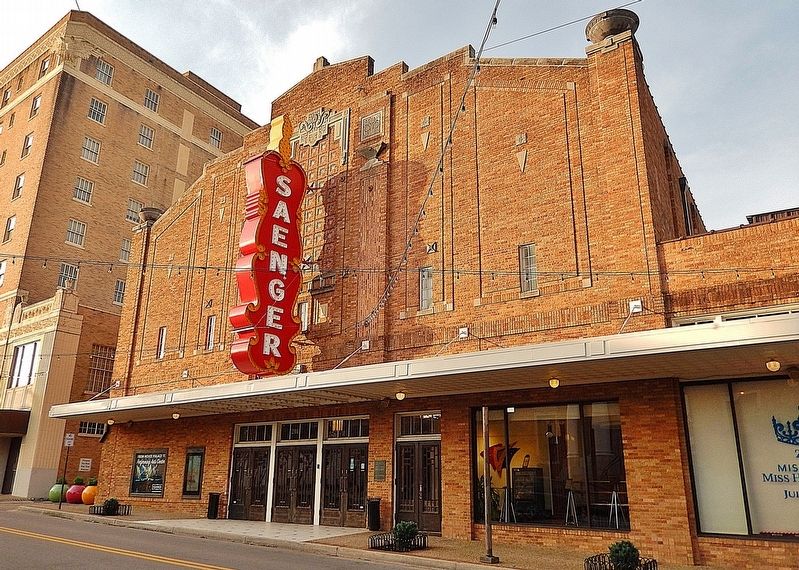 Saenger Theatre (<i>southwest elevation</i>). Click for full size. Saenger Theatre (<i>southwest elevation</i>) image. Click for full size.