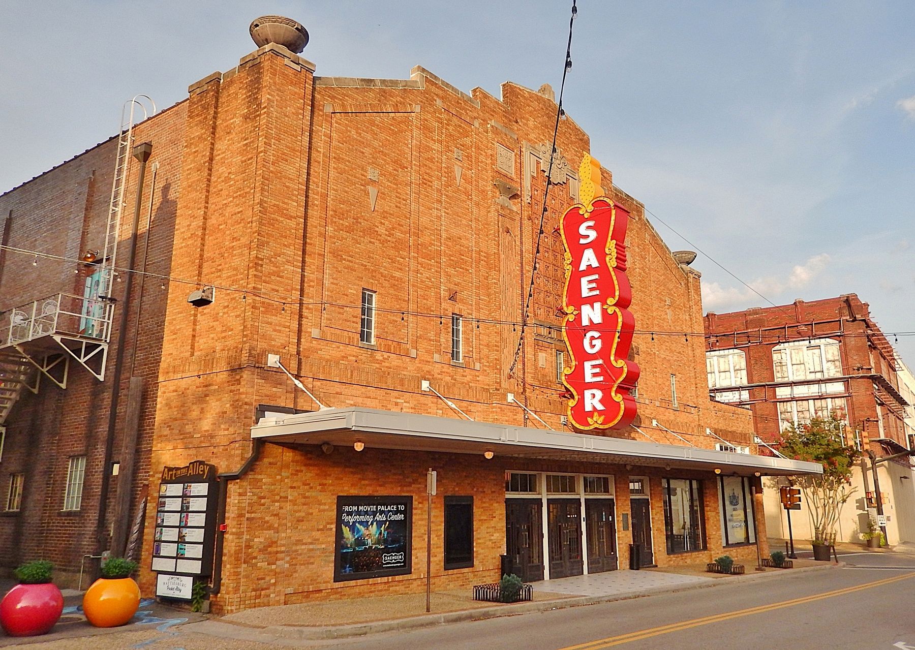 Saenger Theatre (<i>northwest elevation</i>). Click for full size. Saenger Theatre (<i>northwest elevation</i>) image. Click for full size.