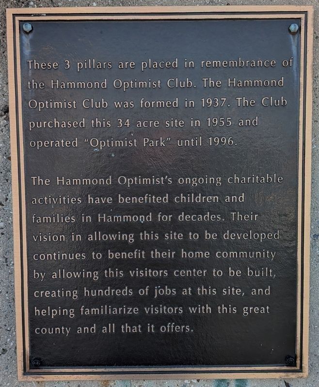 Hammond Optimist Club Marker image. Click for full size.