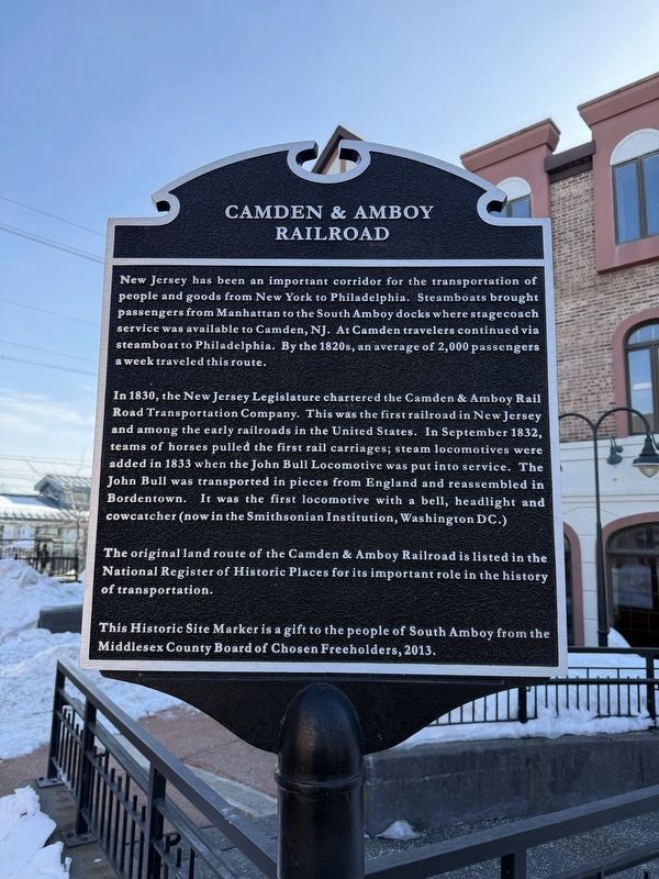Camden & Amboy Railroad Marker. Click for full size. Camden & Amboy Railroad Marker image. Click for full size.