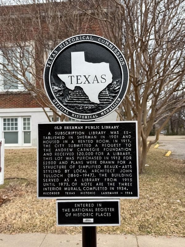 Old Sherman Public Library Marker image. Click for full size.