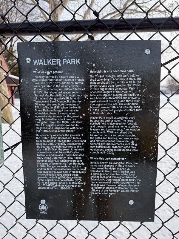 Walker Park Marker image. Click for full size.