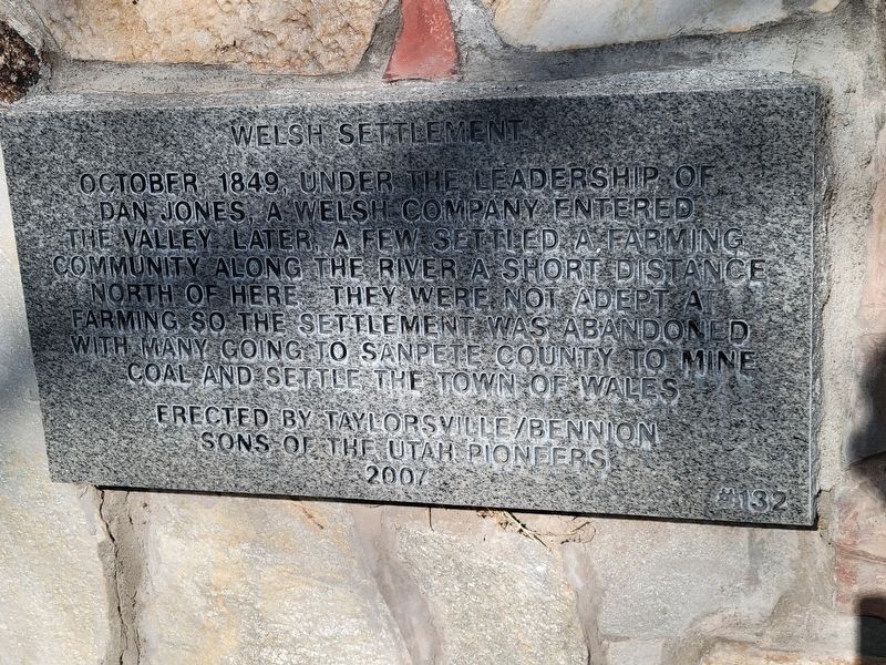 Welsh Settlement Marker. Click for full size. Welsh Settlement Marker image. Click for full size.