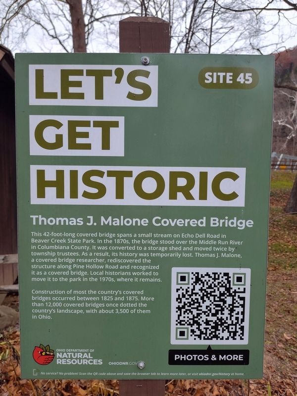 Thomas J. Malone Covered Bridge Marker image. Click for full size.