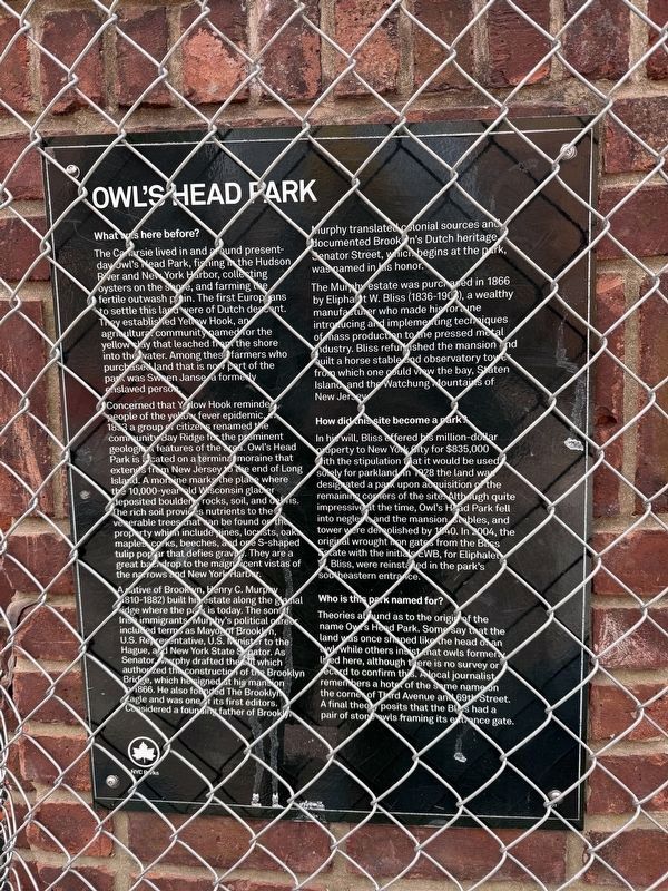 Owl's Head Park Marker image. Click for full size.
