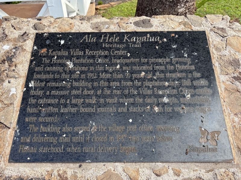 The Kapalua Villas Reception Center Marker. Click for full size. The Kapalua Villas Reception Center Marker image. Click for full size.